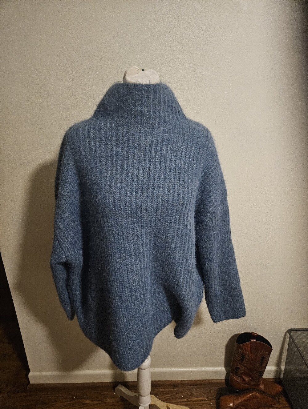 Free People Cozy Blue Funnel-Neck Women's Sweater Xs